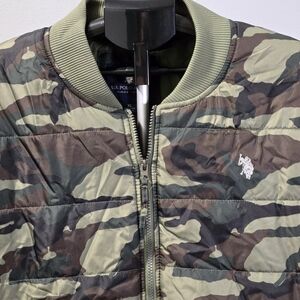 U.S. Polo Assn. Men's Camouflage Bomber Jacket Oversized Warm Size XL Comfy